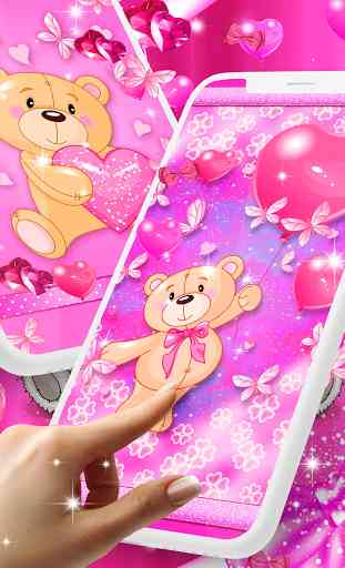 Teddy bear love hearts live wallpaper 2