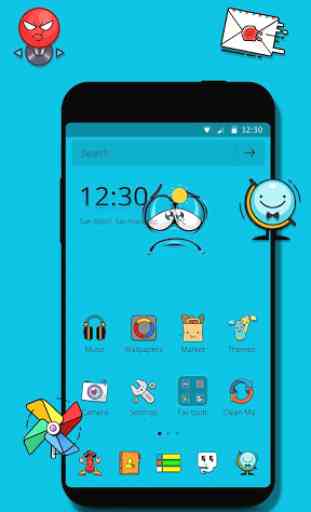Blue Cartoon Cute baby Emoji theme Painted Icons 2