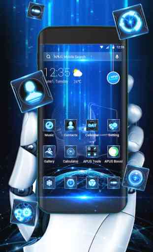 Tema azul del futuro tecnológico de neón 1