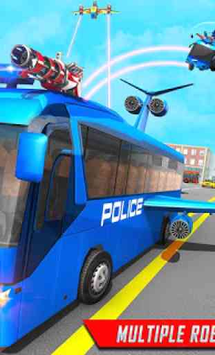 Transformar robot de autobús de policía volador 1