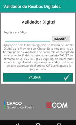 Validador Recibo Digital Chaco 2