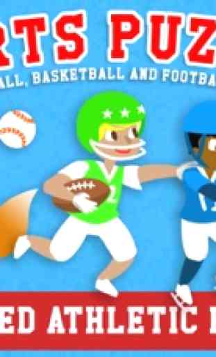 Puzzles de Deportes para Niños - ¡El mejor béisbol, baloncesto, soccer y juegos de fútbol con niños, niñas y animales! 1