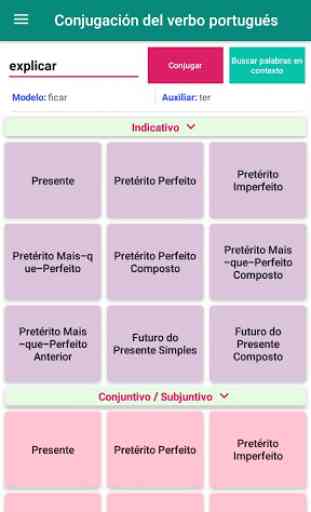 Conjugación del verbo portugués-conjugador 2