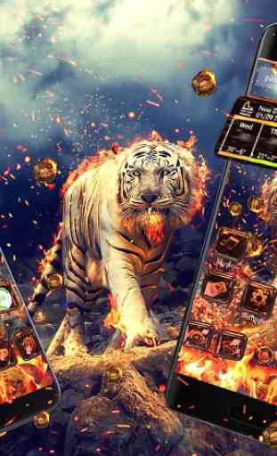 Fire Tiger 3D Glass Tech Theme 3