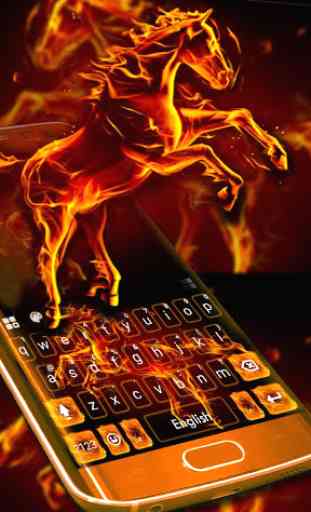 Flaming Fire Horse Tema de teclado 1