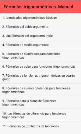 Fórmulas trigonométricas. Manual 1