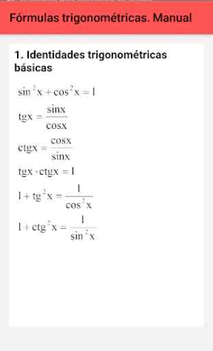 Fórmulas trigonométricas. Manual 2