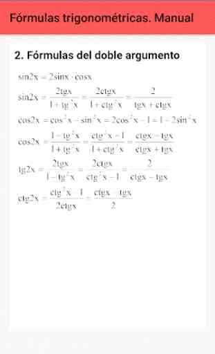 Fórmulas trigonométricas. Manual 3
