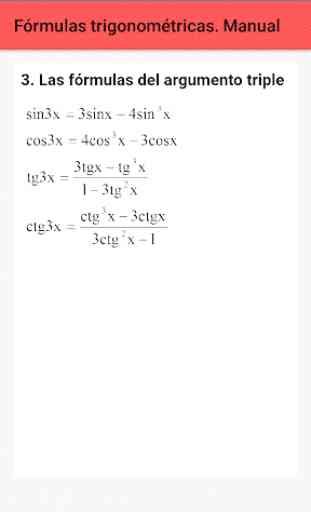 Fórmulas trigonométricas. Manual 4