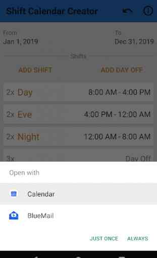 Shift Calendar Creator 3