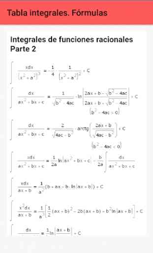 Tabla integrales. Fórmulas 4