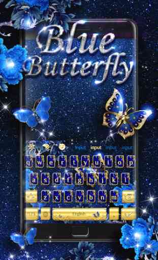 Tema azul del teclado de la mariposa 1