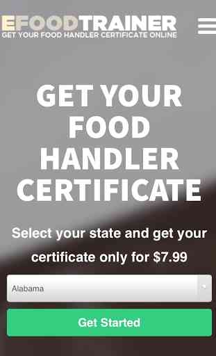 ANSI-Accredited Food Handler Certificate Course 1