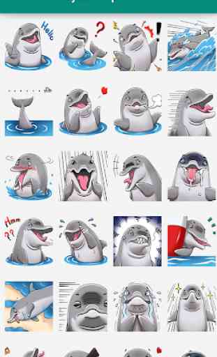 Cute Dolphin Emoji Fun WAStickerSApp for Whatsapp 2