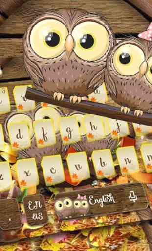 Linda búho en otoño teclado tema Cute Owl 1