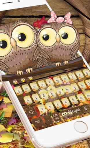 Linda búho en otoño teclado tema Cute Owl 3