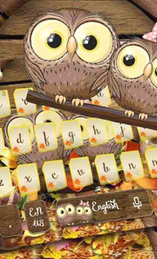 Linda búho en otoño teclado tema Cute Owl 4