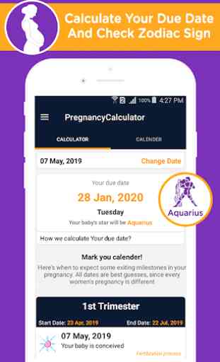 Pregnancy calculator and calendar, Due date 1