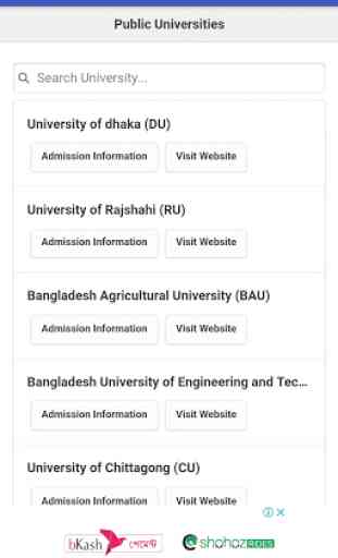 University Admission info BD 1