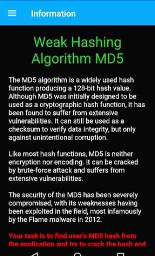 Weak Hashing Algorithm MD5 2