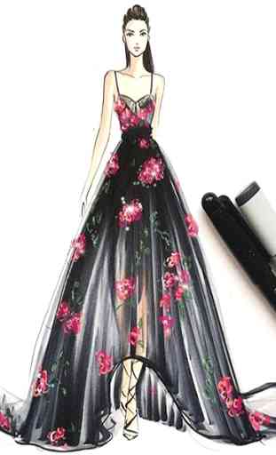Dibujo boceto de diseños de vestidos. 1