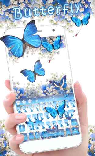 Azul Mariposa Teclado Tema Flor 1