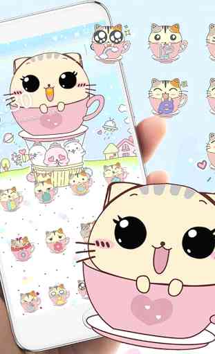 Kawaii kitty tema vaso gato wallpaper Cup cat 1