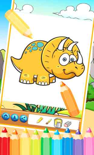 El libro para colorear Dinosaurio lindo (Dibujo Páginas) - Aprendizaje y Educación Juegos gratis y bueno para las actividades de la guardería Kids App 2