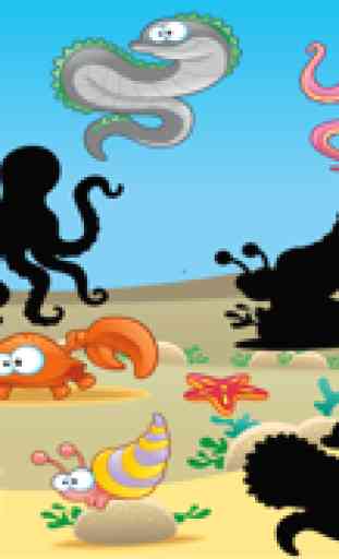Juego para los niños de edad 2-5 sobre los animales del océano: juegos divertidos y rompecabezas para jardín de infantes, escuela preescolar o guardería con mar, agua, pez, tortuga y cangrejo 4