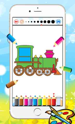 Tren para colorear libro para el cabrito - Vehículo dibujo juegos gratis, pintura y color buena 3
