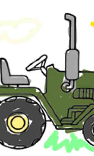 Vehículos para bebés y niños - juegos para niños - camiones, tractores, carros - Dibujos para colorear - App para niños 3