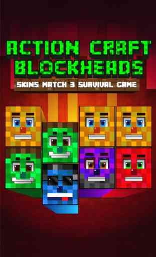 Action Craft Blockheads Match 3 Skins Pocket Games Edition 1