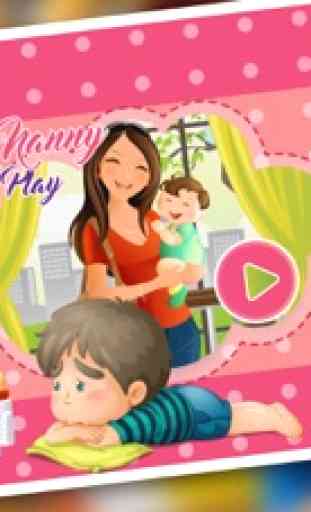 Niñera niñera y cuidado del Juego - Ayuda a la au pair en el bebé niña niñera de la mama 3