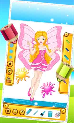 Belleza Princesa de hadas para colorear Dibujo Libro para Niños Juegos 2