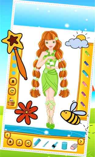 Belleza Princesa de hadas para colorear Dibujo Libro para Niños Juegos 3