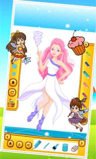 Belleza Princesa de hadas para colorear Dibujo Libro para Niños Juegos 4