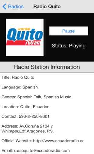 Ecuador Radio Live Player (Quito / Spanish / Equador) 3