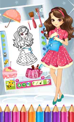 Pretty Fashion Girl Color Book dibujo para colorear juego Pintura para Niños 4