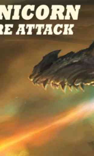espacio unicornio fuego de dragon agresión - mortal monstruo pegaso cacería 3D 1