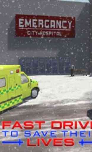 Rescate de la nieve 911 - Un simulador de conducción de ambulancias de emergencia 4