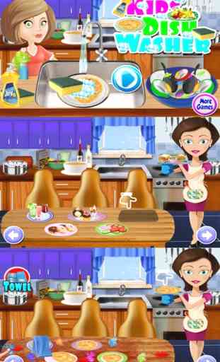 Niños del plato de lavado & de limpieza - juego de cocina gratis 2