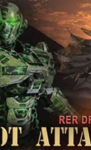 Red Dragon Robot Attack - Dragón Rojo Ataque Robot - Un campo de batalla apocalipsis épico Arial 1