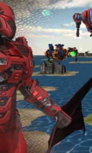 Red Dragon Robot Attack - Dragón Rojo Ataque Robot - Un campo de batalla apocalipsis épico Arial 2